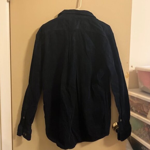 Men's Dark Navy Corduroy Button Down Shirt - Picture 5 of 5
